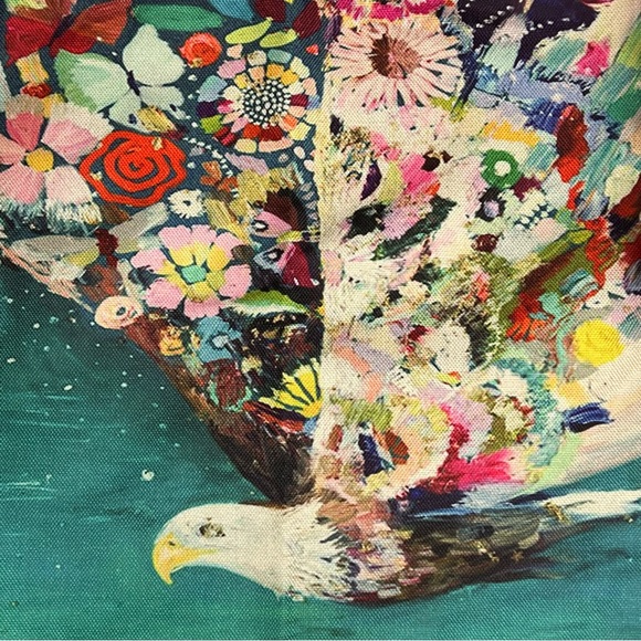 Eco-Friendly Colorful Flower Bald Eagle Folding Tote Bag - Picture 5 of 15